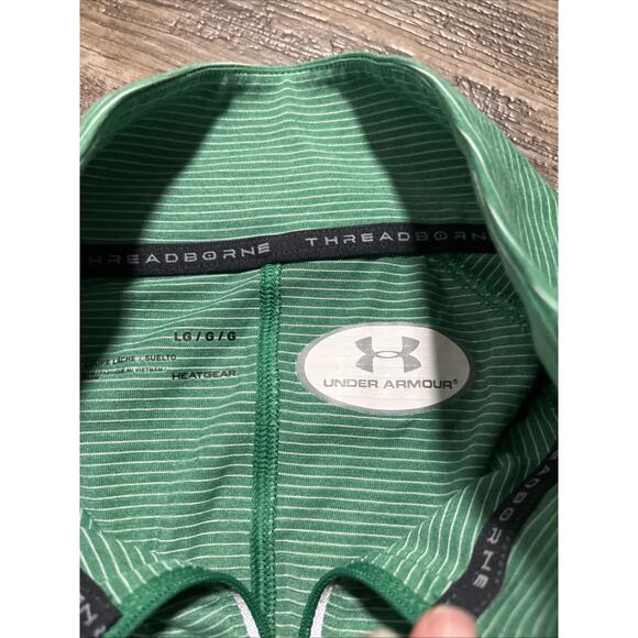 Under Armour Quarter Zip Notre Dame Green Striped Shirt size L Heatgear Women’s - Picture 7 of 9
